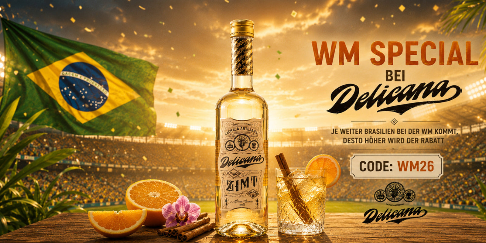 Delicana Zimt Cachaça WM Special mit Brasilien-Bezug